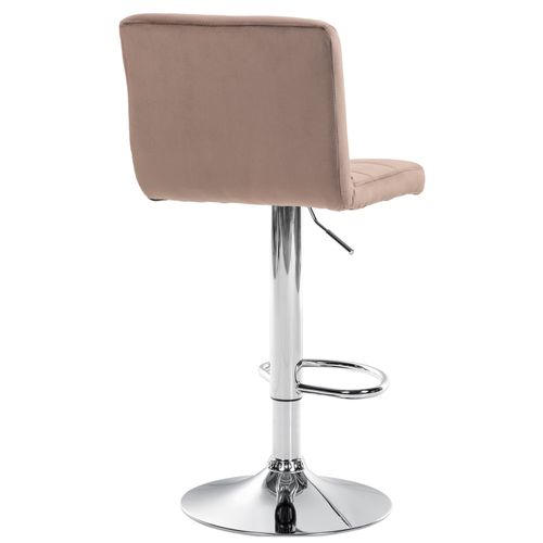 Tabouret De Bar Chaise Haute X 1 Avec Coutures Décoratives Carrées Assise En Velours Marron Pieds