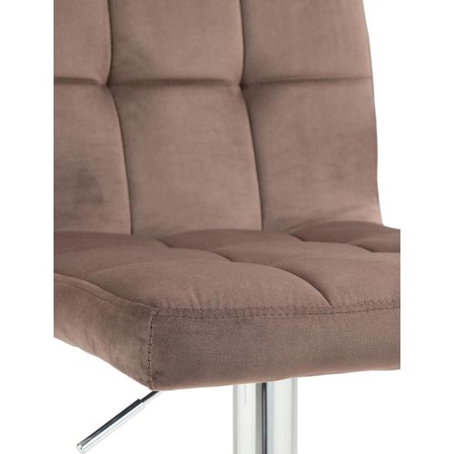 Tabouret De Bar Chaise Haute X 1 Avec Coutures Décoratives Carrées Assise En Velours Marron Pieds