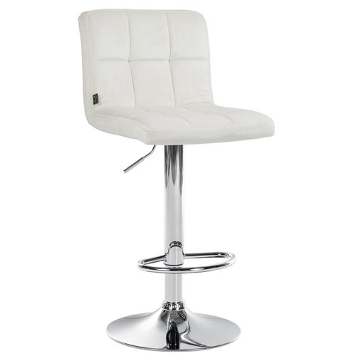 Tabouret De Bar Chaise Haute X 1 Avec Coutures Décoratives Carrées Assise En Velours Crème