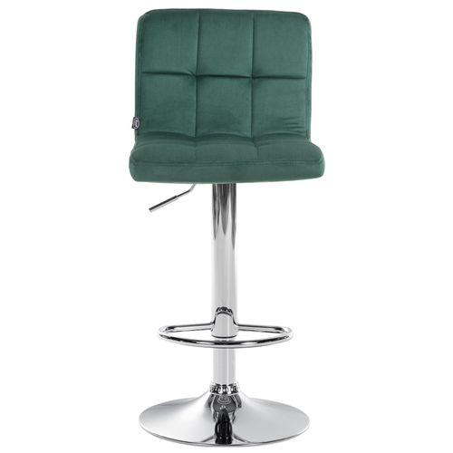 Tabouret De Bar Chaise Haute X 1 Avec Coutures Décoratives Carrées Assise En Velours Vert Pieds
