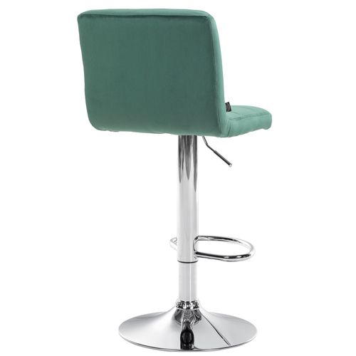 Tabouret De Bar Chaise Haute X 1 Avec Coutures Décoratives Carrées Assise En Velours Vert Pieds
