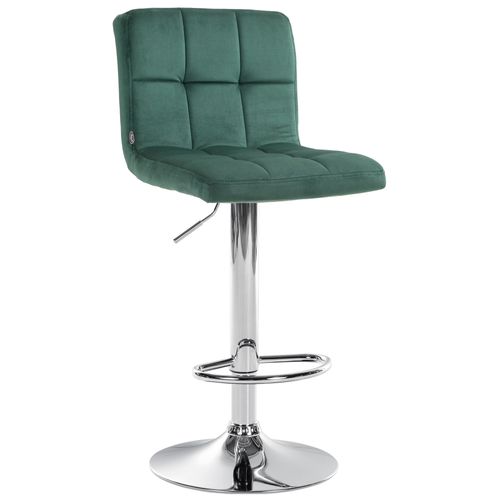 Tabouret De Bar Chaise Haute X 1 Avec Coutures Décoratives Carrées Assise En Velours Vert Pieds