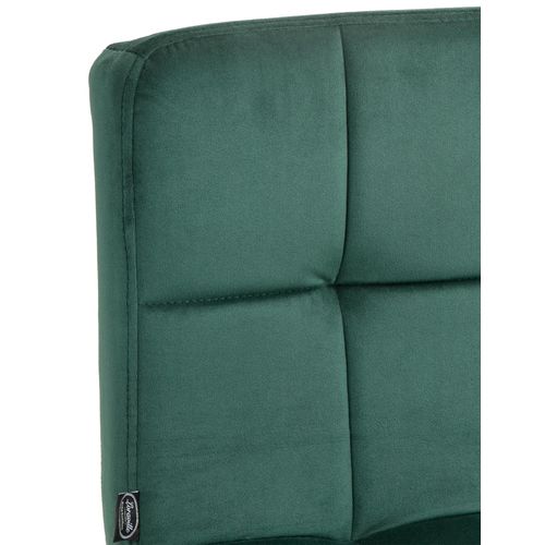 Tabouret De Bar Chaise Haute X 1 Avec Coutures Décoratives Carrées Assise En Velours Vert Pieds