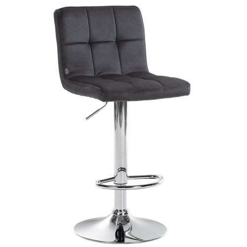 Tabouret De Bar Chaise Haute X 1 Avec Coutures Décoratives Carrées Assise En Velours Noir Pieds