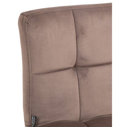 Tabouret De Bar Chaise Haute X 1 Avec Coutures Décoratives Carrées Assise En Velours Marron Pieds