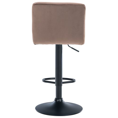 Tabouret De Bar Chaise Haute X 1 Avec Coutures Décoratives Carrées Assise En Velours Marron Pieds