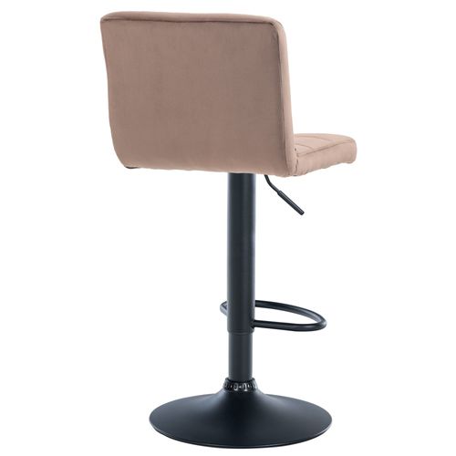 Tabouret De Bar Chaise Haute X 1 Avec Coutures Décoratives Carrées Assise En Velours Marron Pieds
