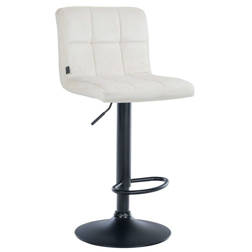 Tabouret De Bar Chaise Haute X 1 Avec Coutures Décoratives Carrées Assise En Velours Crème