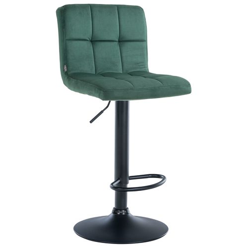 Tabouret De Bar Chaise Haute X 1 Avec Coutures Décoratives Carrées Assise En Velours Vert Pieds