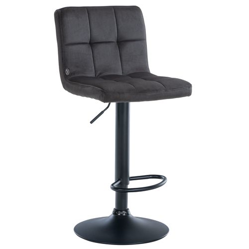Tabouret De Bar Chaise Haute X 1 Avec Coutures Décoratives Carrées Assise En Velours Noir