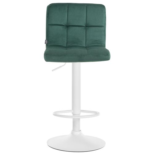 Tabouret De Bar Chaise Haute X 1 Avec Coutures Décoratives Carrées Assise En Velours Vert Pieds