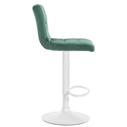 Tabouret De Bar Chaise Haute X 1 Avec Coutures Décoratives Carrées Assise En Velours Vert Pieds