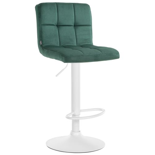 Tabouret De Bar Chaise Haute X 1 Avec Coutures Décoratives Carrées Assise En Velours Vert Pieds