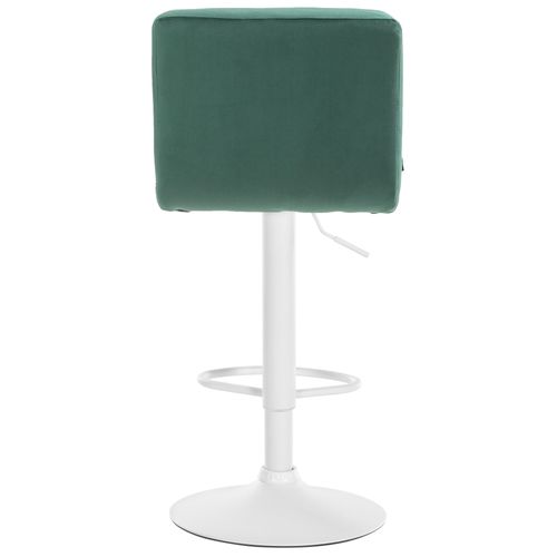 Tabouret De Bar Chaise Haute X 1 Avec Coutures Décoratives Carrées Assise En Velours Vert Pieds