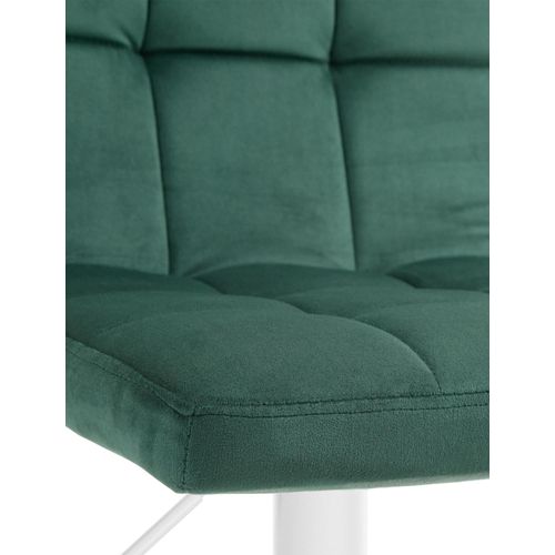 Tabouret De Bar Chaise Haute X 1 Avec Coutures Décoratives Carrées Assise En Velours Vert Pieds