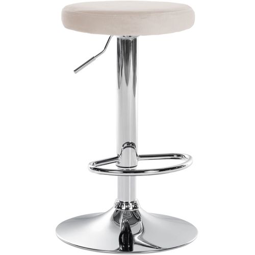Tabouret De Bar X1 Design Simple Hauteur Réglable Revêtement En Velours Crème Pieds En Métal
