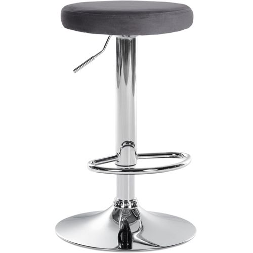 Tabouret De Bar X1 Design Simple Hauteur Réglable Revêtement En Velours Gris Foncé Pieds En Métal