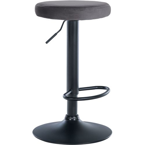 Tabouret De Bar X1 Design Simple Hauteur Réglable Revêtement En Velours Gris Foncé Pieds En Métal