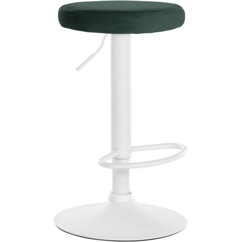 Tabouret De Bar X1 Design Simple Hauteur Réglable Revêtement En Velours Vert Pieds En Métal Blanc