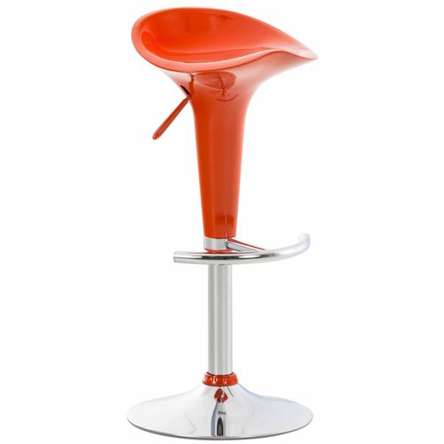 Tabouret De Bar X1 Avec Repose-pieds Assise Pivotante En Plastique Orange Et Métal Chromé 10_00053