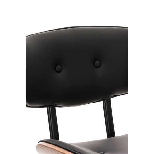 Tabouret De Bar Chaise De Bar X1 Capitonné En Pvc Noir Et Bois Couleur Noyer Pieds En Métal Chromé