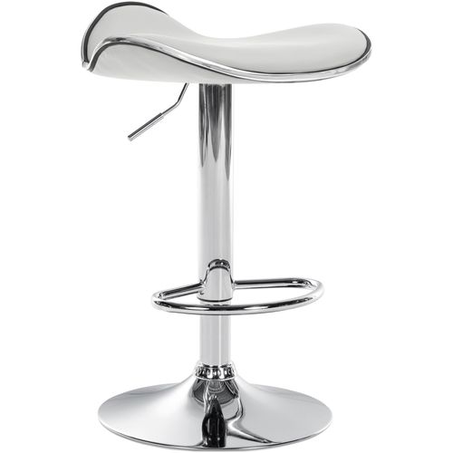 Tabouret De Bar X1 Assise Ergonomique En Pvc Blanc Pied En Trompette En Métal Aspect Chromé 10_000