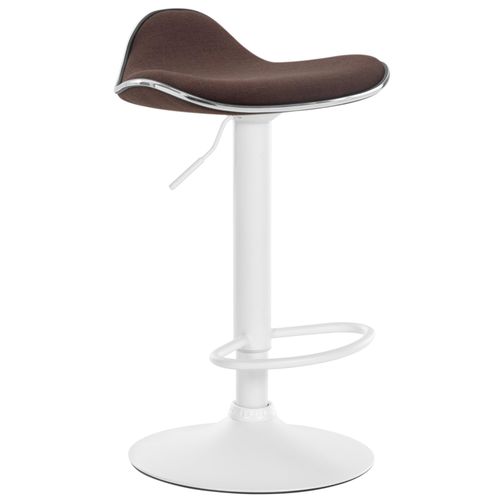 Tabouret De Bar X1 Assise Ergonomique En Tissu Marron Pied En Trompette En Métal Blanc 10_0005398