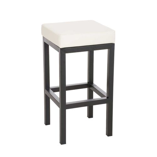 Tabouret De Bar X1 Avec Repose-pieds Design Simple Hauteur D'assise 80 Cm En Pvc Crème Et Support