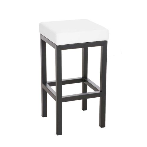Tabouret De Bar X1 Avec Repose-pieds Design Simple Hauteur D'assise 80 Cm En Pvc Blanc Et Support