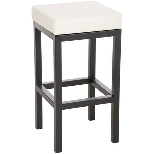 Tabouret De Bar X1 Avec Repose-pieds Design Simple Hauteur D'assise 85 Cm En Pvc Crème Et Support