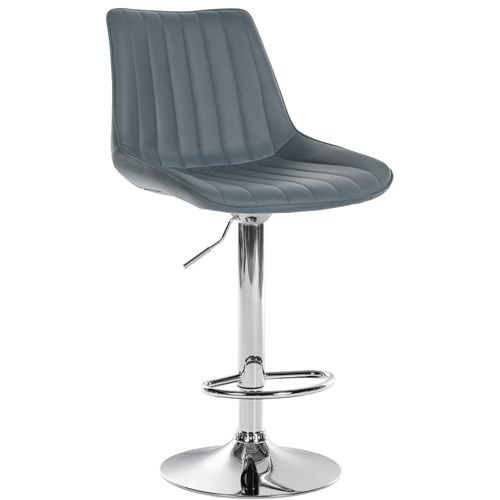 Tabouret De Bar X1 Réglable En Hauteur Pivotant à 360° Assise En Pvc Gris Couture Verticale