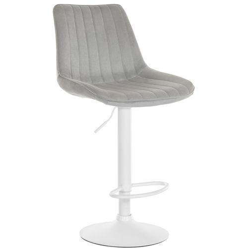 Tabouret De Bar X1 Réglable En Hauteur Pivotant à 360° Assise En Velours Gris Couture Verticale