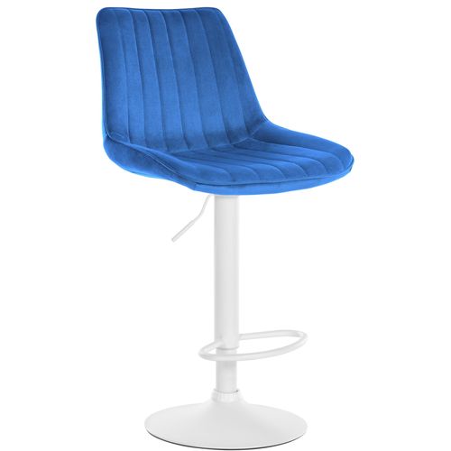 Tabouret De Bar X1 Réglable En Hauteur Pivotant à 360° Assise En Velours Bleu Couture Verticale