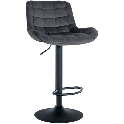 Tabouret De Bar X1 Structure Métallique Noir Assise En Velours Gris Foncé Avec Surpiqûres 10_00054