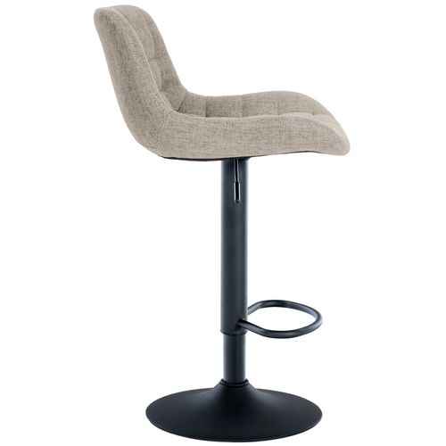 Tabouret De Bar X1 Structure Métallique Noir Assise En Tissu Taupe Avec Surpiqûres 10_0005448