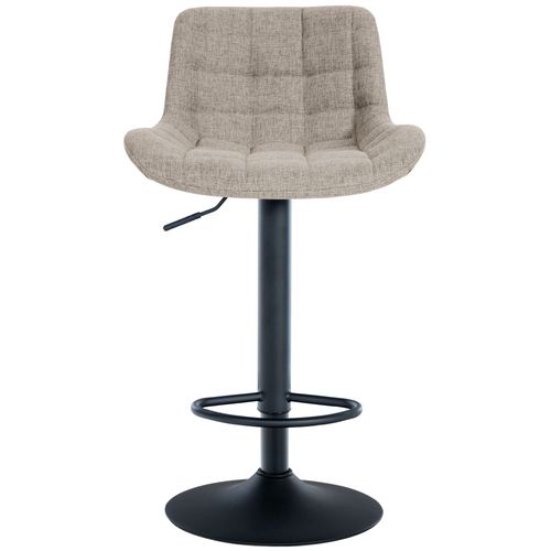 Tabouret De Bar X1 Structure Métallique Noir Assise En Tissu Taupe Avec Surpiqûres 10_0005448