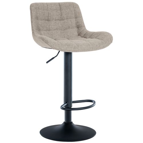 Tabouret De Bar X1 Structure Métallique Noir Assise En Tissu Taupe Avec Surpiqûres 10_0005448