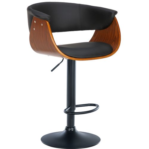 Tabouret De Bar Design Moderne Siège Réglable En Hauteur Et Pivotant En Pvc Noir Coque En Bois
