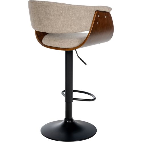 Tabouret De Bar Design Moderne Siège Réglable En Hauteur Et Pivotant En Tissu Crème Coque En Bois