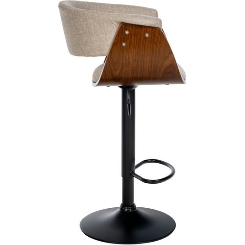 Tabouret De Bar Design Moderne Siège Réglable En Hauteur Et Pivotant En Tissu Crème Coque En Bois