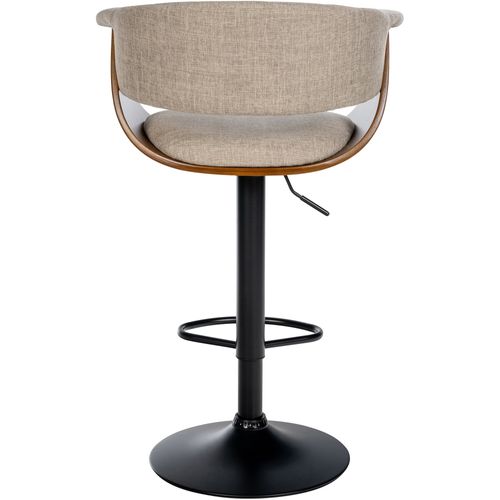 Tabouret De Bar Design Moderne Siège Réglable En Hauteur Et Pivotant En Tissu Crème Coque En Bois