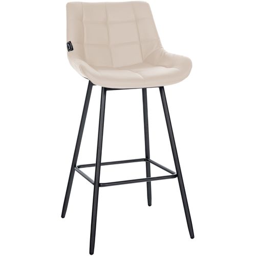 Tabouret De Bar X1 Avec Repose-pieds Revêtement En Pvc Crème Piètement à Quatre Pieds En Métal