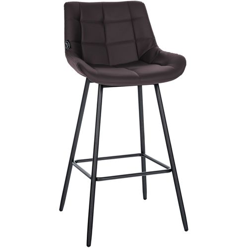 Tabouret De Bar X1 Avec Repose-pieds Revêtement En Pvc Marron Piètement à Quatre Pieds En Métal
