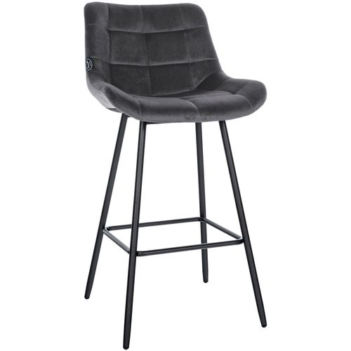 Tabouret De Bar X1 Avec Repose-pieds Revêtement En Velours Gris Foncé Piètement à Quatre Pieds