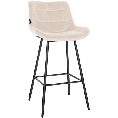 Tabouret De Bar X1 Avec Repose-pieds Revêtement En Velours Crème Piètement à Quatre Pieds En Métal