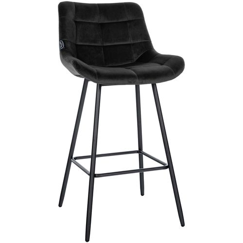 Tabouret De Bar X1 Avec Repose-pieds Revêtement En Velours Noir Piètement à Quatre Pieds En Métal