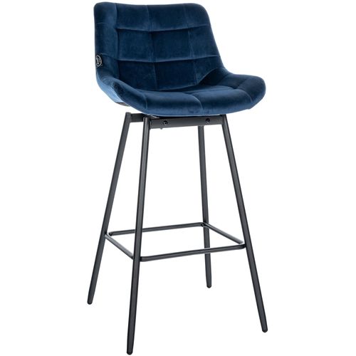 Tabouret De Bar Pivotant X1 Avec Repose-pieds Revêtement En Velours Bleu Piètement à Quatre Pieds