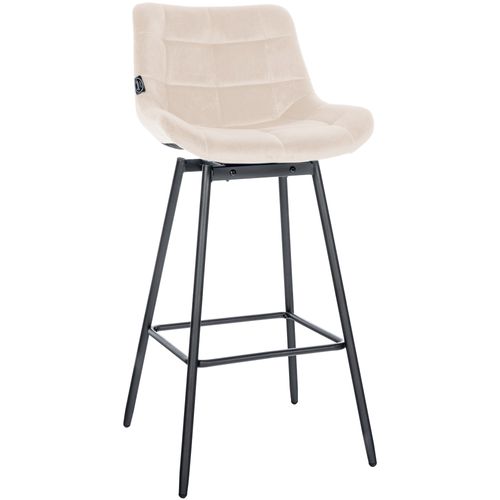 Tabouret De Bar Pivotant X1 Avec Repose-pieds Revêtement En Velours Crème Piètement à Quatre Pieds