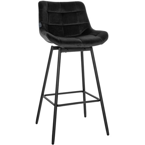 Tabouret De Bar Pivotant X1 Avec Repose-pieds Revêtement En Velours Noir Piètement à Quatre Pieds