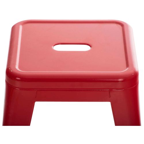 Tabouret Bas Design Industriel Hauteur Fixe 46 Cm En Métal Rouge 10_0005493